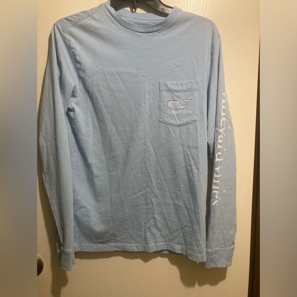 Vineyard Vines Sky Blue Happy Hanukkah Long Sleeve Tee